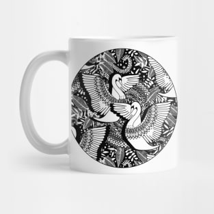 Stylish Swans in Monochrome Black and White Mug